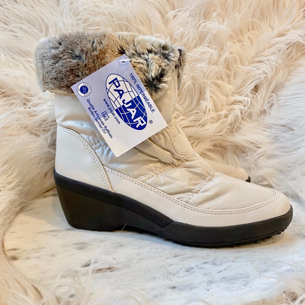 NWT Pajar Quilted Front Zip Fur Trim Boots Sz 6